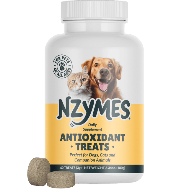 Nzymes antioxidant treats for Dogs Joints, HIPS, Paralysis, Skin, Coat, Hair Loss, Aging, Digestion, Neurological, Seizures