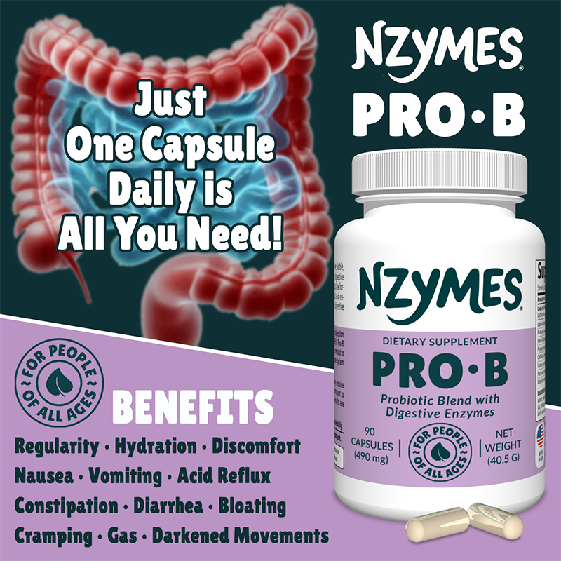 Nzymes® Pro-B – Probiotics & Digestive Enzymes for People – Gut Health, Immunity & Nutrient Absorption Benefits