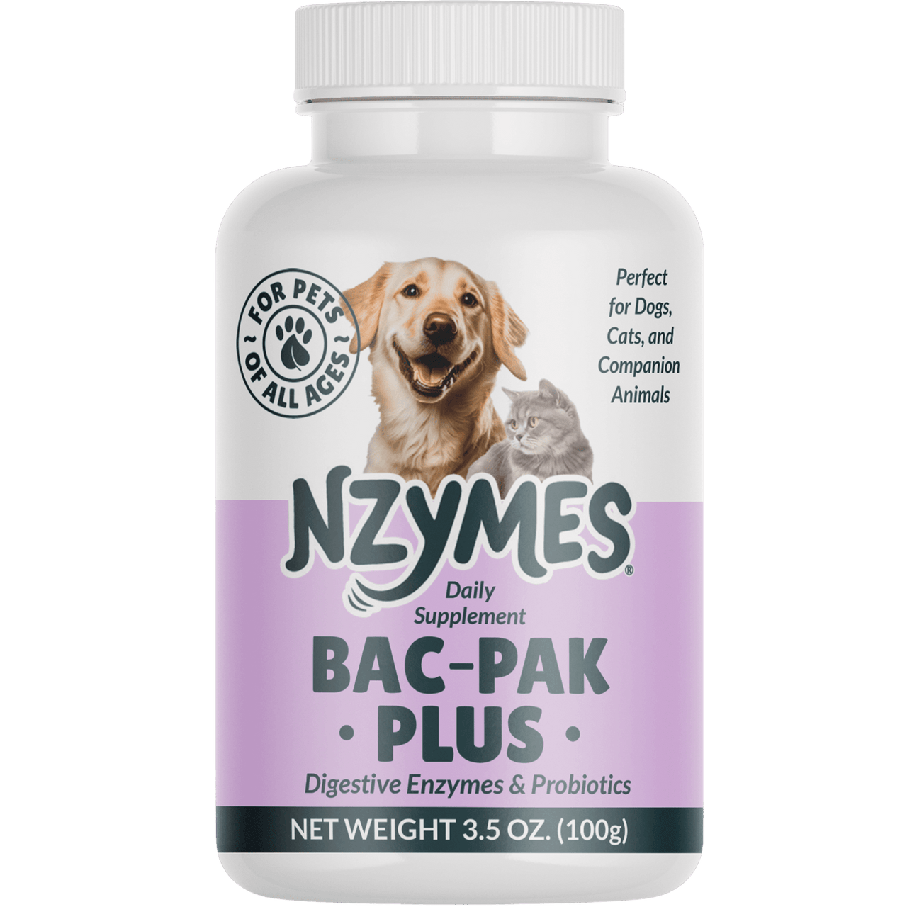 Bottle of Nzymes® Bac-Pak Plus - Digestive Enzymes and Probiotics for Digestion, Loose Stools, Diarrhea, Constipation, Improved Nutrient Uptake
