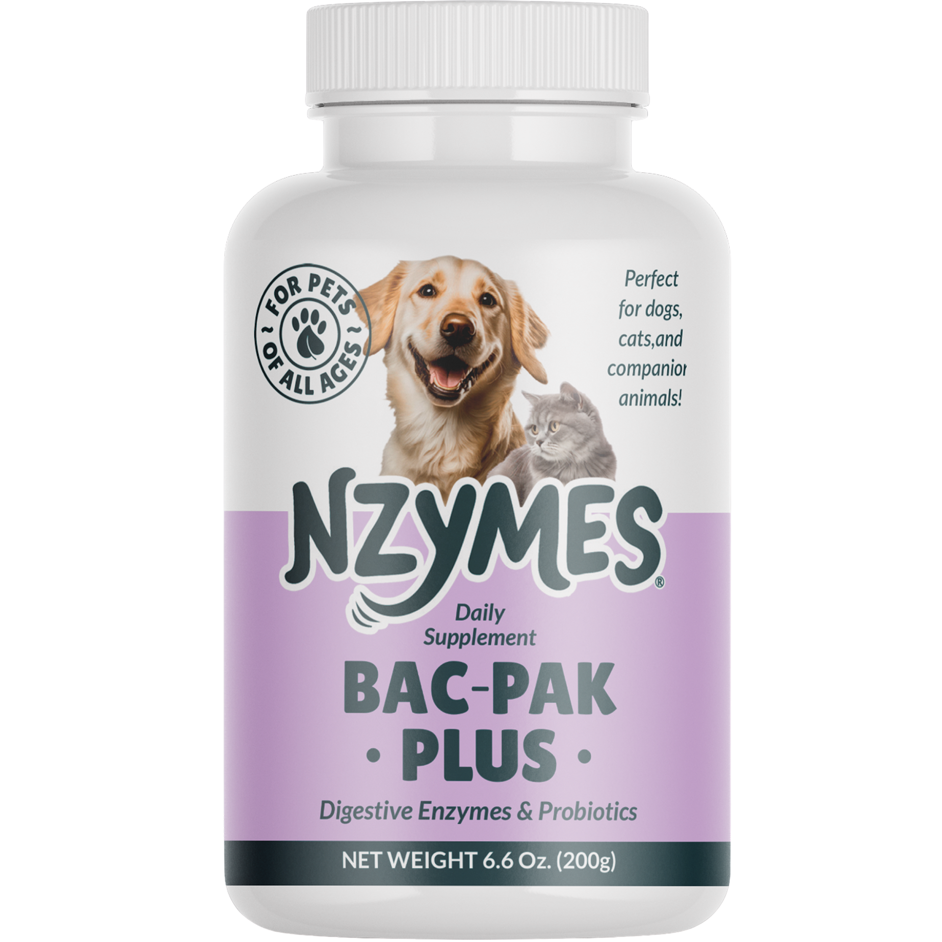 NZYMES Bac-Pak Plus supplement bottle Bottle for Digestion, Loose Stools, Diarrhea, Constipation, Improved Nutrient Uptake