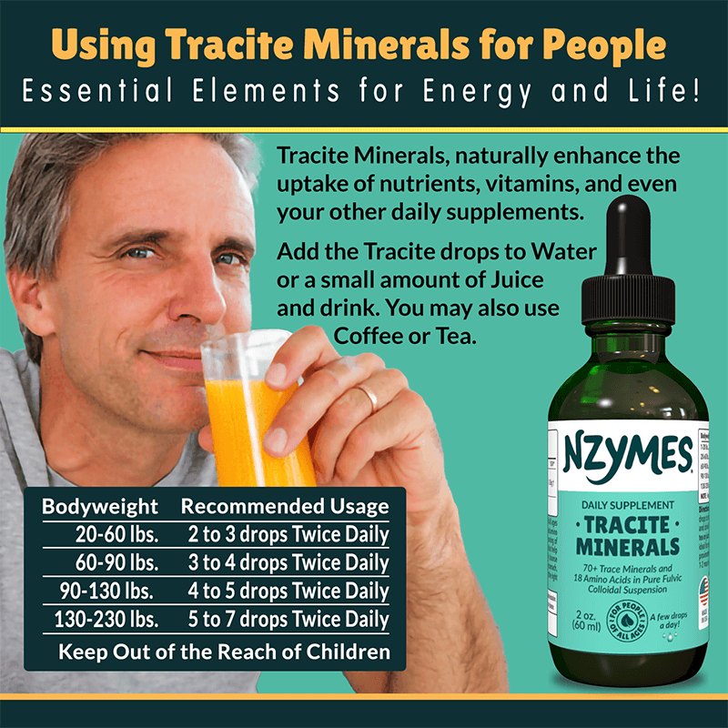 Nzymes® Tracite Minerals for People – Plant-Derived Trace Minerals & Amino Acids for Energy, Detox & Cellular Health