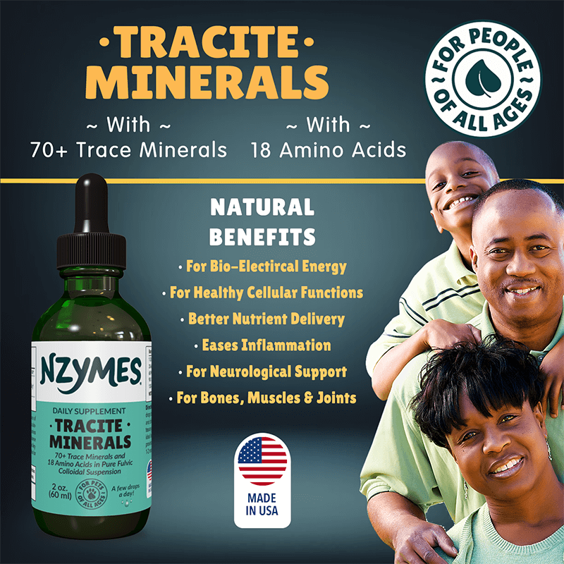 Nzymes® Tracite Minerals for People – Plant-Derived Trace Minerals & Amino Acids for Energy, Detox & Cellular Health benefits