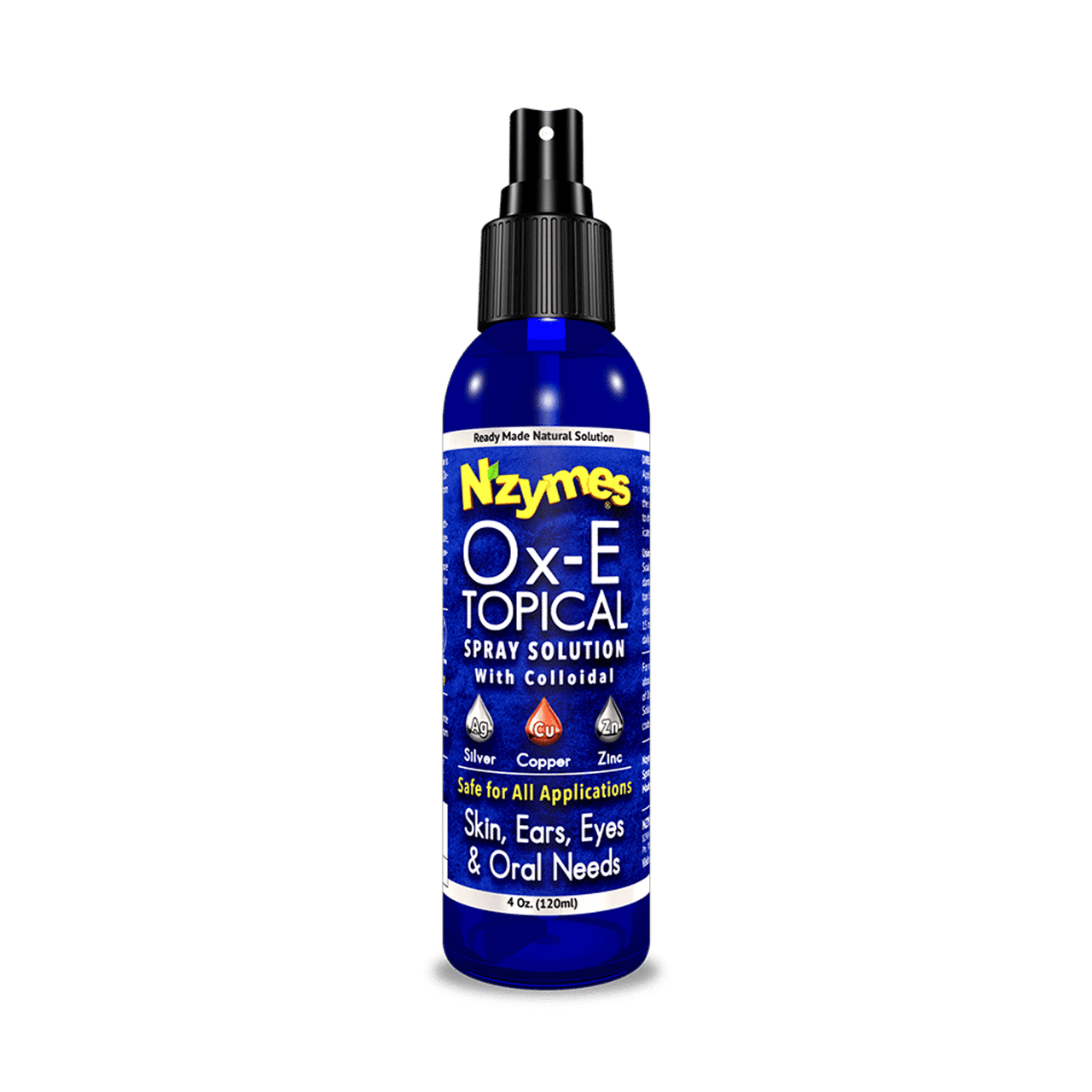 Nzymes Ox-E Topical Spray Solution – Enhanced with Colloidal Silver, Zinc & Copper for Powerful Antimicrobial Skin Support