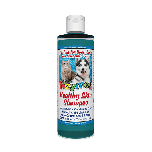 Nzymes Healthy Skin Shampoo Plant-Based Enzymatic Shampoo For Pets bottle for dogs, cats, and companion pets
